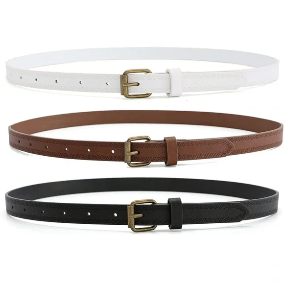 knee length dresses for ladies New cross-border women's pin buckle small belt thin belt sim  Negative  Apparel